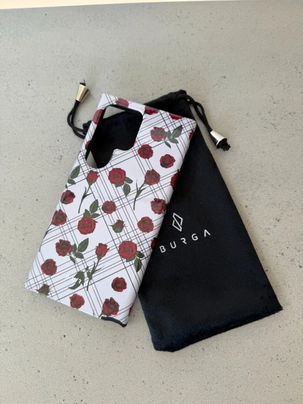 Burga Tough Case Samsung Galaxy S24 Ultra — Red Roses Floral Plaid, New